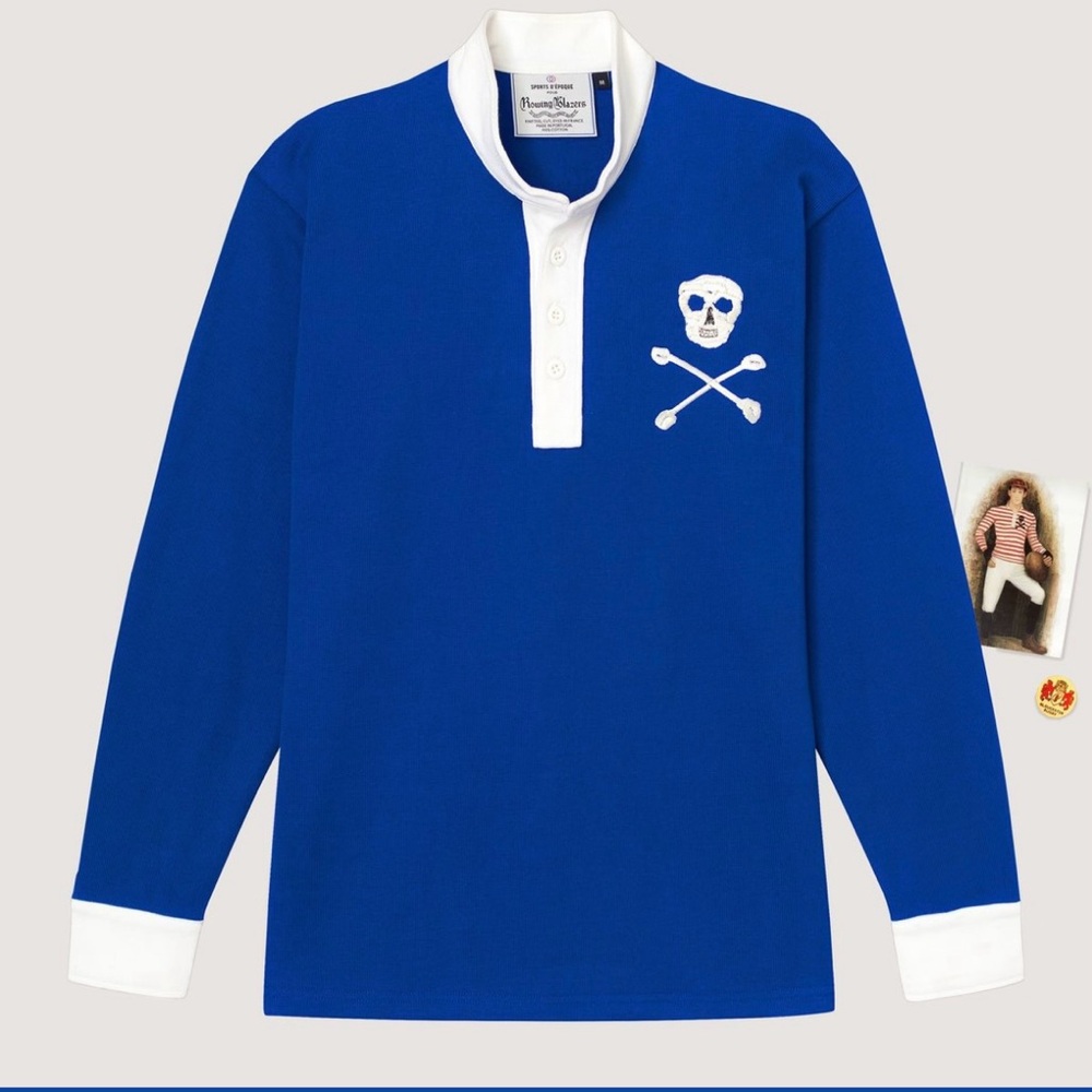 Rowing Blazers Unisex Heavyweight Rugby Shirt with Skull Logo XS NWOT